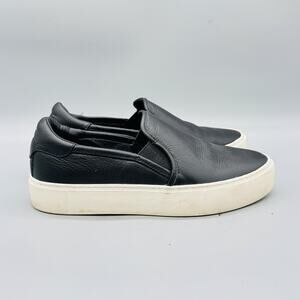 UGG Shoes Women 7 Black Leather Slip On Platform Walking Sneakers Casual Comfort